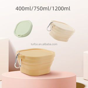 Fábrica Personalizada 400ml 750ml 1200ml Silicone Tigela Expansível Viagem Portátil Dobrável Tigela De Silicone Dobrável com Tampa - Product Image 3