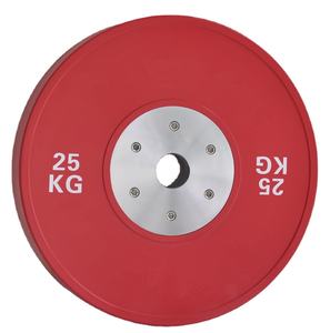 Placa de agarre de hierro fundido con logotipo personalizado de 5, 10, 15, 20, 25 kg, disco de parachoques de goma colorido para gimnasio, fitness, barra, pesas olímpicas - Product Image 5