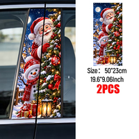 Autocollant de Noël Père Noël et Bonhomme de Neige pour montant B de voiture, décoration de colonne centrale de fenêtre de voiture pour les fêtes d'hiver, en PVC imperméable