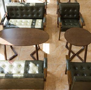 Italiaanse Luxe Moderne Houten Pu Lederen Café Sofa Stoel Eetzaal Restaurant Live Sofa Stoelen Met Armleuning - Product Image 3