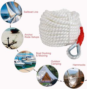 Corde en polypropylène double tressée 3 6 12 pour l'amarrage de bateaux et voiliers, corde de tirage légère avec œillet, corde flottante - Product Image 3