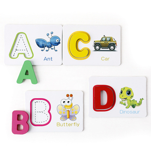 Puzzle all'ingrosso educativo legno <span class=keywords><strong>numeri</strong></span> e alfabeto inglese riconoscimento lettere carte di apprendimento, giocattoli ABC, Flash Card per i bambini - Product Image 5