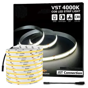 VST COB Fita LED Luzes de tira 4000K 24V Premium Fita FCOB de alta densidade 16,4 pés 48w 520 LEDs/m Ra 93+ COB Fita LED Luzes