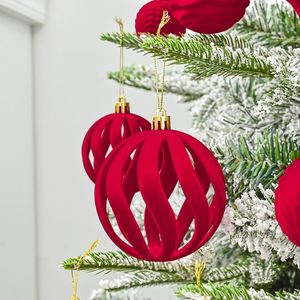 Wholesale Plastic Wine <b>Red</b> White 36pcs Flocked Ball Christmas Tree Decoration Hanging <b>Ornaments</b> - Product Image 4