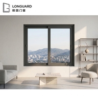 Ventana Corredera Horizontal de Aluminio de Doble Acristalamiento Resistente a Huracanes LONGUARD, Moderna, con Control de Insectos para Viviendas