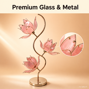 Lámpara de Escritorio Romántica con Flores en Oro Rosa, Lámpara de Noche Francesa Vintage con Loto Rosa, Elegante Lámpara Decorativa de Escritorio para Regalo - Product Image 2