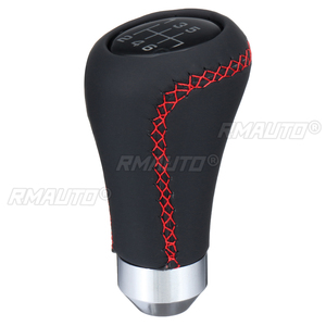 Universal 6 Speed Car Gear <b>Shift</b> <b>Knob</b> Manual Shifter Lever Stick Red Black Stitche PU Leather - Product Image 2