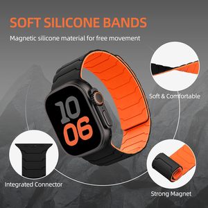 สายนาฬิกาแม่เหล็กซิลิโคนนิ่มสุดหรูสำหรับ <span class=keywords><strong>Apple</strong></span> <span class=keywords><strong>Watch</strong></span> Series 10/9/<span class=keywords><strong>8</strong></span>/7ระบายอากาศได้46มม. 49มม. 45มม. 44มม. - Product Image 2