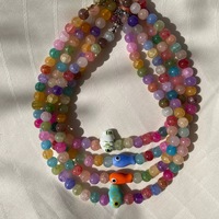 Perles de pierre naturelle colorées breloques de poisson à la main été plage OT boucle collier pour les femmes en gros