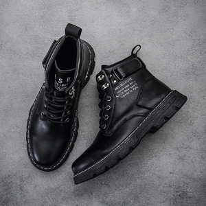 Nouvelles Bottes Décontractées Montantes en <span class=keywords><strong>Cuir</strong></span> PU pour Hommes Style Rétro Britannique 2025 – Tendance et Élégantes - Product Image 2