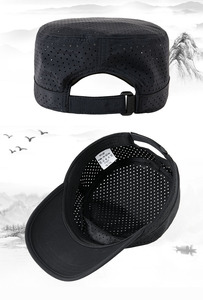 Gorra de 5 Paneles Personalizada de Nailon de Secado Rápido con Orificios de Ventilación Láser, Gorra Plana Redonda con Cierre de Velcro que Absorbe la Humedad - Product Image 5
