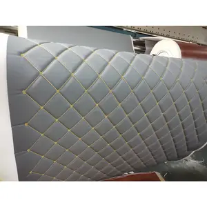 3MM Free Sample Stitching Embossed Pvc faux leather vinyl fabric For Car Seat Car Floor Mat Car Seat Back Cushion With Sponge