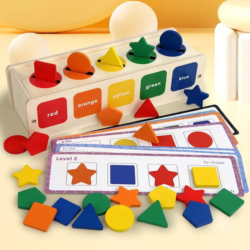 Montessori Wooden Toys Color&Shape Sorting Box Early Education Learning Matching Box for Baby Toddlers