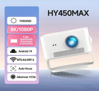 Projecteur intelligent HY450MAX, mise au point automatique et évitement des obstacles, Android 14, idéal pour le cinéma maison, le camping et les réunions de bureau