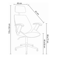 Chaise de bureau ergonomique en bois blanc avec dossier haut en cuir PU, inclinable à 120 degrés, réglable en hauteur - 1 pièce (Brésil)