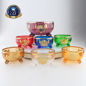 Ensemble de bols de service islamiques arabes de luxe, 1 grand, 6 petits et 6 bols décorés de couleurs, dernier design pour le Ramadan et la table familiale, vente en gros - Product Image 4