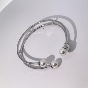 Tianyu Gems Modern Minimalist <b>Copper</b> <b>Bangle</b> with Faux Pearl Embellishments and Lightweight Women's Jewelry - Product Image 3