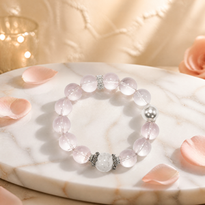 Bracelet en quartz rose et pierre de lune, perles de pierres naturelles 8 mm, bijoux de guérison des chakras, vente en gros pour femmes - Product Image 5