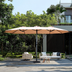 Parasol commercial robuste à double tête 4,6 x 2,7 m avec manivelle, cadre en acier étanche, pliable pour cour, hôtel, café - Product Image 1