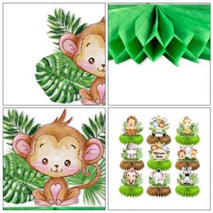 Décoration de table en papier nid d'abeille pour baptême 2024, thème animal, pour baby shower - Product Image 4
