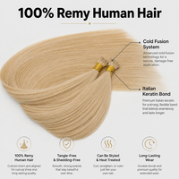 Extensions de cheveux naturels Remy à pointe I, double épaisseur, à la kératine, pré-collées, 100% cheveux vierges, 1g/mèche, 100g en gros