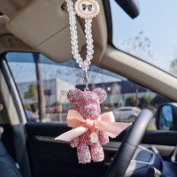 Pendentif de voiture en plastique incrusté de diamants, ornement de rétroviseur suspendu, breloque en cristal We Bare Bears, style déesse, dessin animé