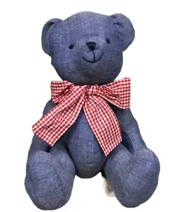 Mainan Boneka, Kain Jins Biru Bersendi Teddy Bear dengan Simpul