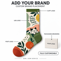 Chaussettes d'automne personnalisées OEM pour adultes - Polyester/Nylon/Coton/Bambou/Laine, résistantes aux déchirures, séchage rapide, impression numérique sans couture
