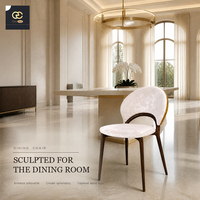 Chaise de salle à manger semi-circulaire en tissu de style villa italienne - Chaise de salle à manger haut de gamme, simple et élégante pour la maison