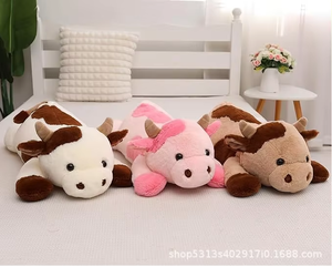 Lying-down Simulation Cow Cute Plush Toy Sleeping Hugging <b>Pillow</b> <b>Large</b> Bed Doll Wholesale Polyester Material PP Cotton Filling - Product Image 5
