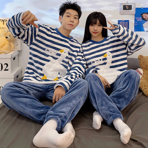Conjunto de <span class=keywords><strong>Pijamas</strong></span> de Franela con Dibujos Animados para Parejas, Ropa de Dormir Familiar para <span class=keywords><strong>Navidad</strong></span>, Ideal para Amantes del Hogar - Product Image 1