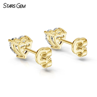 Starsgem 10K Oro Sólido 1.11TCW Corazón Corte DEF VS Lab Grown Diamond Stud Pendientes
