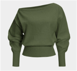 เสื้อสเวตเตอร์ถักแบบหลวมสีพื้นสำหรับผู้หญิงแฟชั่น - Product Image 6