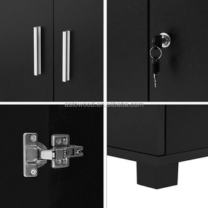 Modern 3 Shelf Black Cupboard <strong>Storage</strong> Cabinet Lockable Furniture <strong>Unit</strong> for Bedroom Kitchen School Workshop Hotel Home Office - Product Image 5