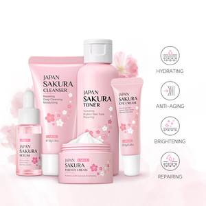 热卖洁面乳爽肤水血清眼霜保湿有机日本樱花再生护肤套装 - Product Image 3