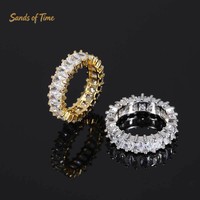 Bague de doigt personnalisée en or plaqué 18 carats avec moissanite raffinée taille marquise ligne unique couleur D VVS, style Hip Hop Rapper Streetwear