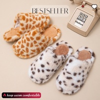 Bandeau d'intérieur chaud et doux en coton peluche tacheté avec semelle extérieure en TPR respirante pour la maison et l'hiver