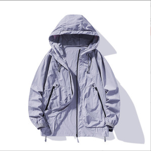 Aoyema <span class=keywords><strong>Veste</strong></span> d'été à fermeture éclair à capuche respirante pour hommes, nouvelle crème solaire personnalisée, ultra-mince, légère et solide, pour l'extérieur, pour vêtements de sport - Product Image 6