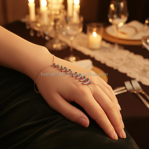 Oro rosa P. Guante de mano de Plata de Ley 925K, anillo de cadena de esclavo Sahmeran, pulsera de diseño artístico de zirconia Han - Product Image 3