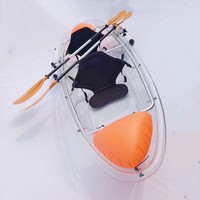 Kayak transparent en cristal lumineux LED avec siège et lampe pour une expérience aquatique immersive