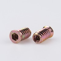 Écrou de meuble en alliage de zinc à tête plate, connecteur encastré, entièrement fileté, à dents internes et externes, M3-M10, zingué, grade 8