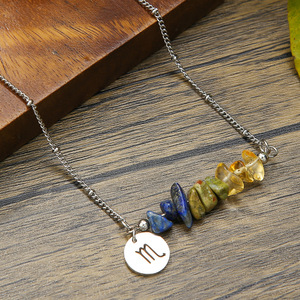 Sản Phẩm Mới 12 Chòm Sao Thẻ May Mắn Birthstone Thép Không Gỉ Chuỗi Dây Chuyền Thời Trang Nhân Tạo Đá Phụ Nữ Quyến Rũ Vòng Cổ - Product Image 5