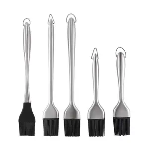 Besafe Stainless Steel Grilling BBQ Oil Basting Brush with back up silicone brush head cooking baking tools for kitchen