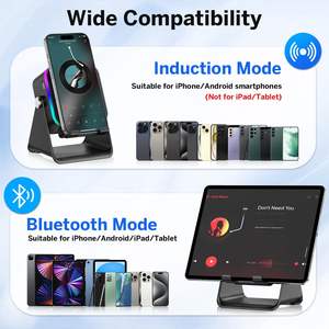 Yeni 5 in 1 kablosuz indüksiyon hoparlör ile cep telefonu 360 ° ayarlanabilir standı Stereo ses 8 RGB ortam ışığı - Product Image 2