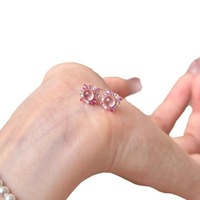 Ensemble de luxe populaire de style rétro français en quartz rose, collier, bague et boucles d'oreilles en diamant rose de style vintage antique