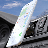 Support de téléphone magnétique en alliage d'aluminium noir pour voiture, fixation sur grille d'aération, pour agent de dropshipping