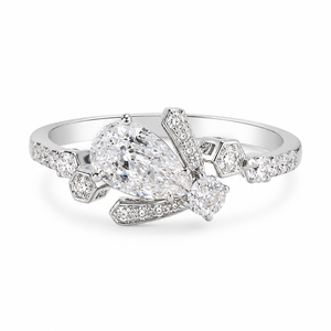 Bague florale en forme de goutte d'eau pour femmes, bijou élégant pour l'index, style princesse - Product Image 1