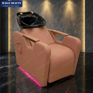Poltrona Lusso Marrone <span class=keywords><strong>per</strong></span> Lavaggio Capelli con Lavabo in Ceramica Lucida, Massaggio, Riscaldamento e Reclinabile <span class=keywords><strong>per</strong></span> Salone e <span class=keywords><strong>Spa</strong></span> - Product Image 1