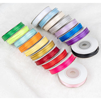 Couleur unie 10 couleurs assorties ruban de satin 1.5cm 25 mètres emballage cadeau ruban de fleuriste accessoires de cheveux ruban Double face