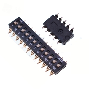 Interrupteur SMD à actionnement latéral, pas de 2,54 mm |   Interrupteur à bascule de type clavier de piano, 1 à 12 positions |   Montage sur circuit imprimé traversant (PCB) |   Actionneur rouge/bleu - Product Image 3